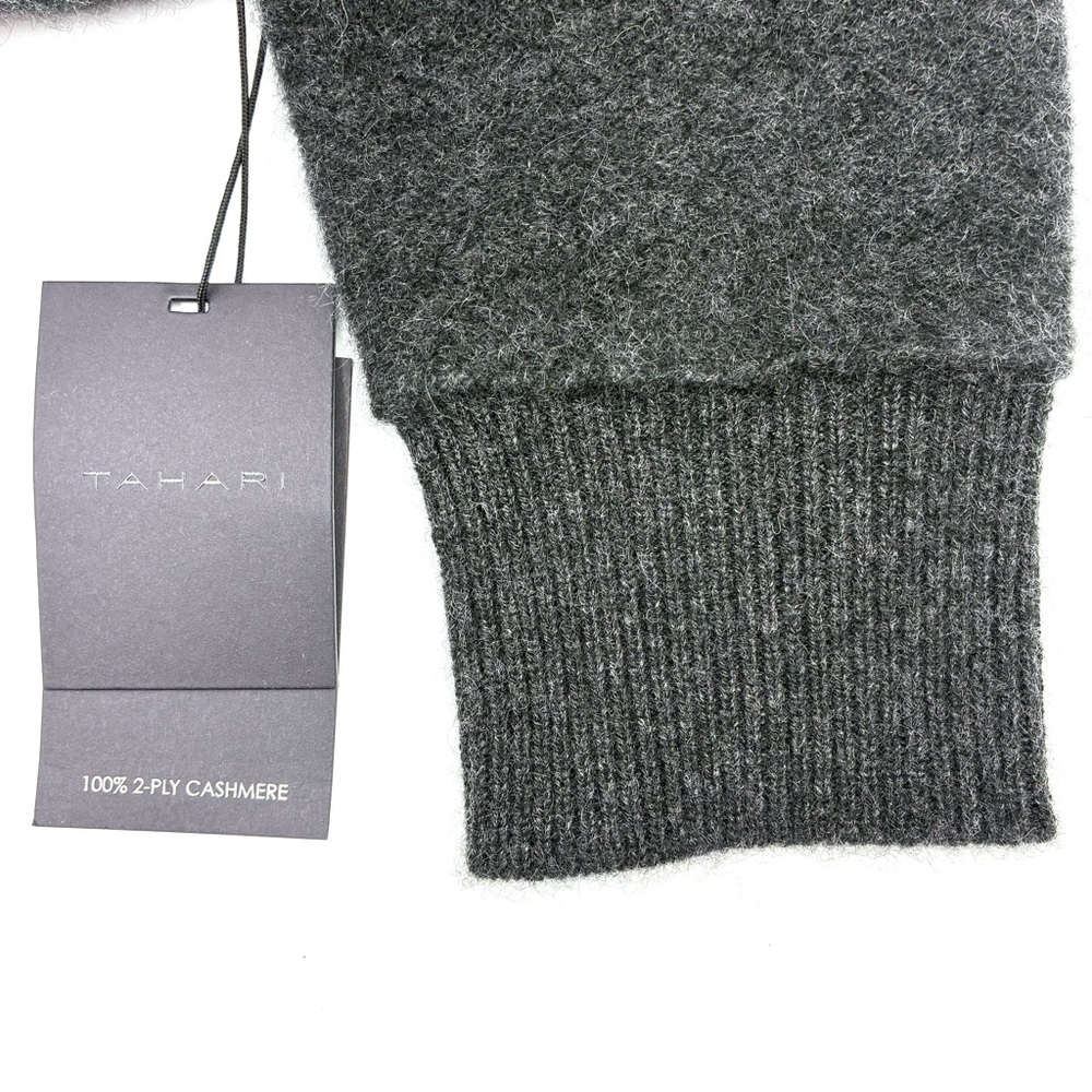 Tahari Women’s Charcoal Mock Neck 2-Ply Cashmere Sweater, Size L - Picture 3 of 5